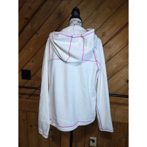 Bass Outdoor Womens Half Zip Hoodie Gardenia White Pink Fleece L NWT - Picture 4 of 5